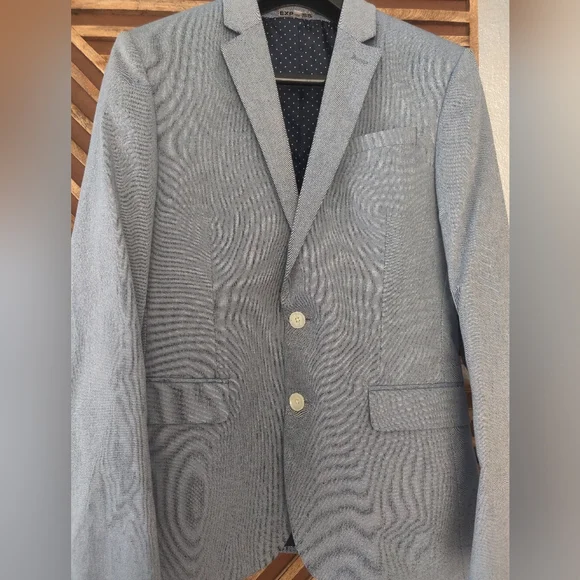 EXPRESS PHOTOGRAPHER FITTED men Blue soft style suit Jacket Blazer size 36s - Picture 3 of 11